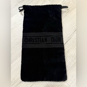Dior Black Velvet Drawstring Pouch with Branded Band